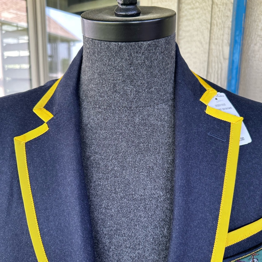 BROOKS BROTHERS 🐑 NWT Navy Wool Prep/Rowing Style 3 Button Blazer - Picture 3 of 16